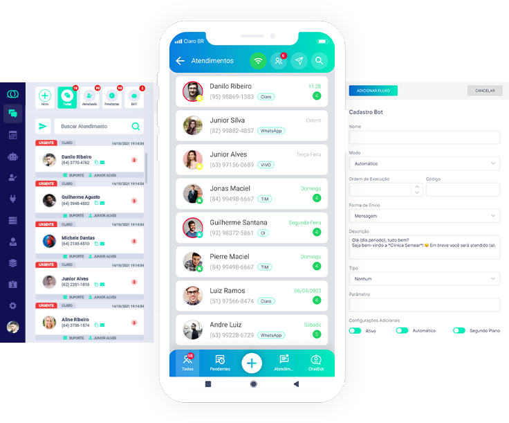 Painel de atendimento WhatsApp